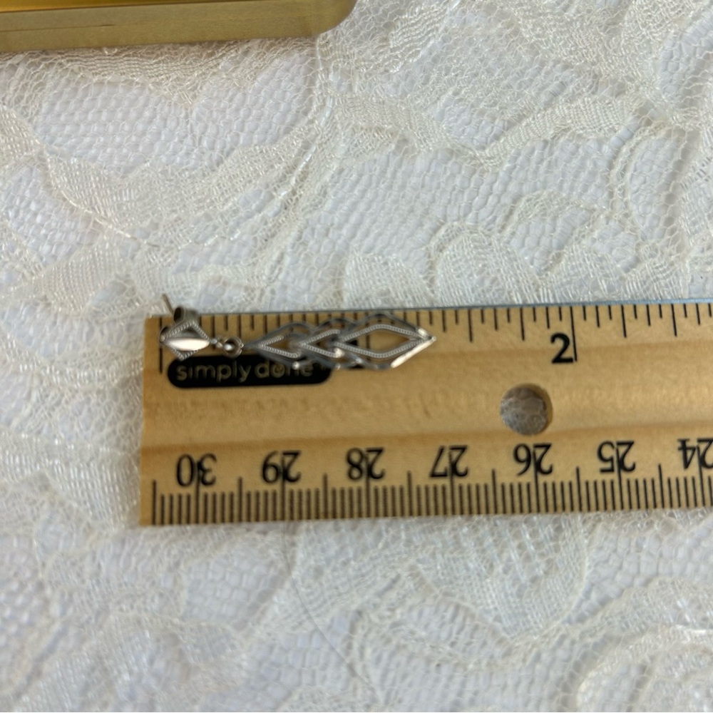 14kt Solid White Gold Single Dangle Earring Roman… - image 8